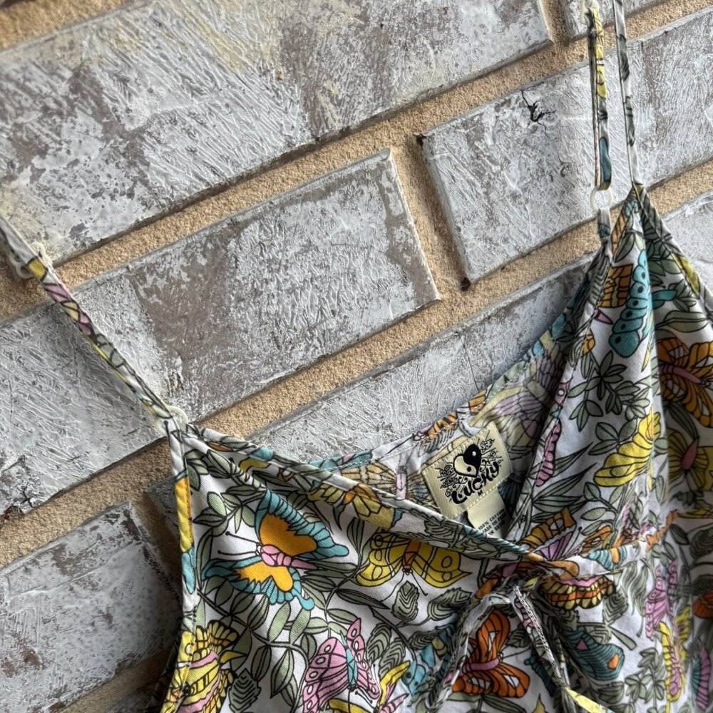LUCKY Made in Peru Colorful Floral V-Neck 100% Cotton Tank Top Women's Size M - Picture 4 of 7